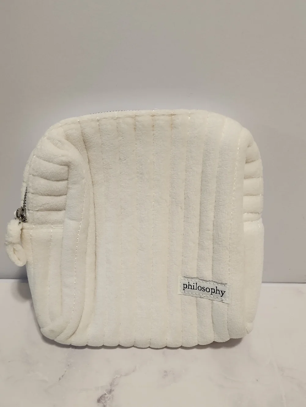 Philosophy Quilted  Cosmetic White Bag